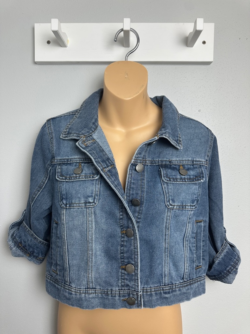 Ashley-Vintage Charm Denim Jacket - Medium Blue